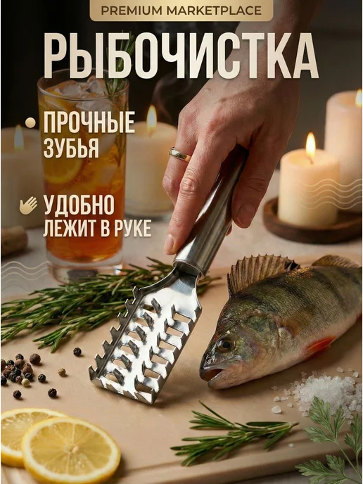 Нож кухонный Рыбочистка для чешуи металлическая, серый, фото 3