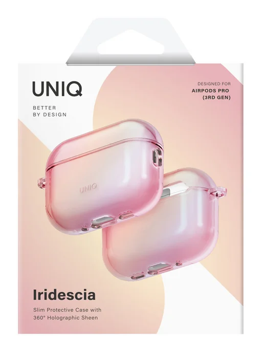 UNIQ Чехол на Airpods Pro 3, Iridescia переливающийся, розовый, фото 6
