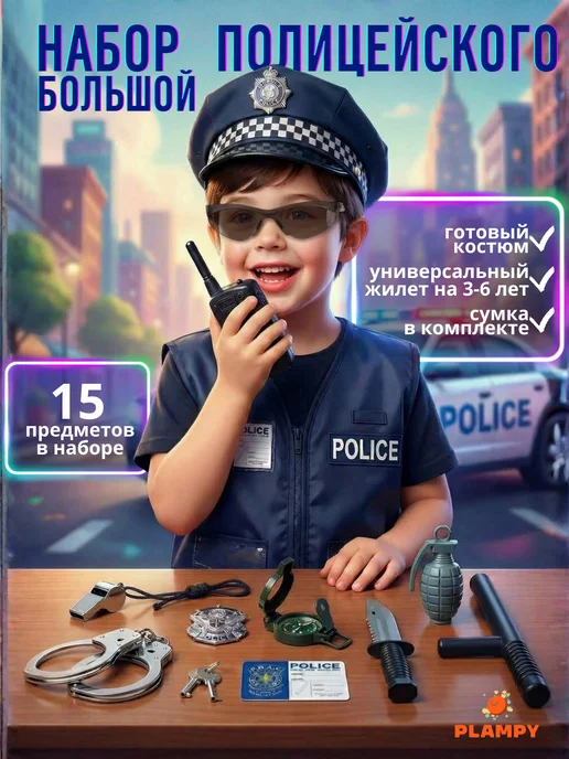 PLAMPY Игровой набор полицейского, 15 шт