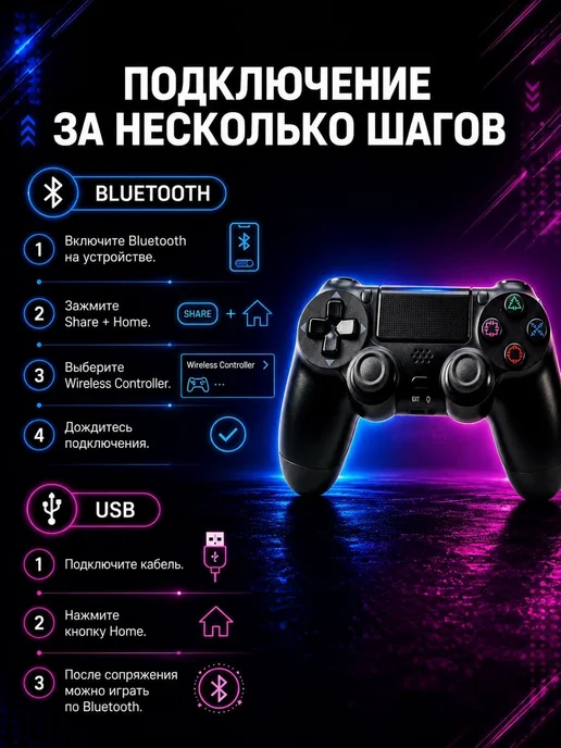 Джойстик Playstation 4, черный, фото 6