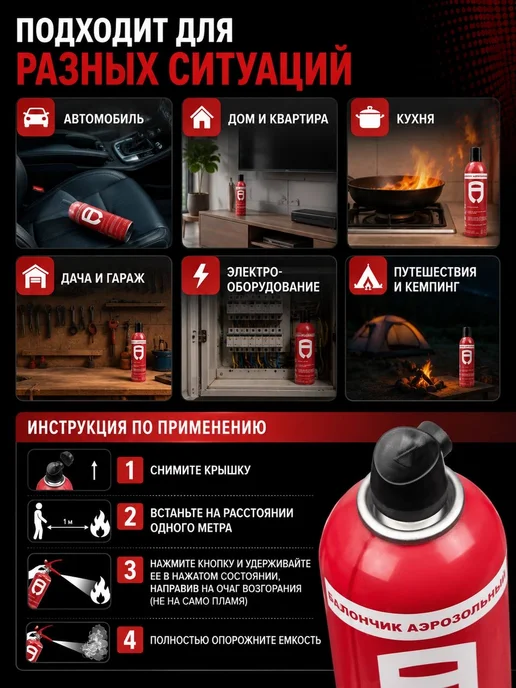 АПИ Огнетушитель автомобильный ОП-4 4 литра, аэрозольный баллончик и для, фото 3