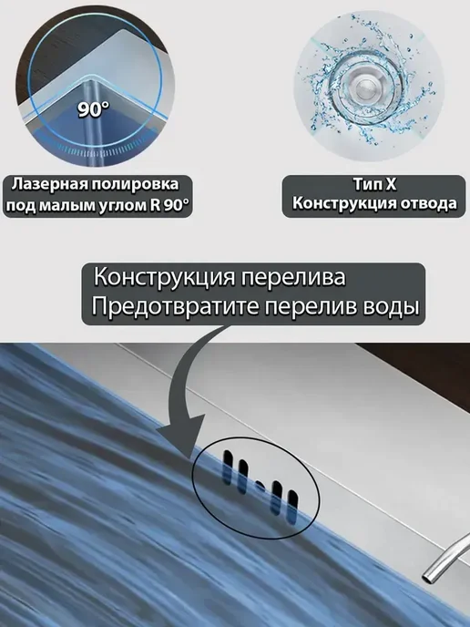 Warwolf Мойка для кухни нержавейка с сифоном600x500mm, серый, фото 7