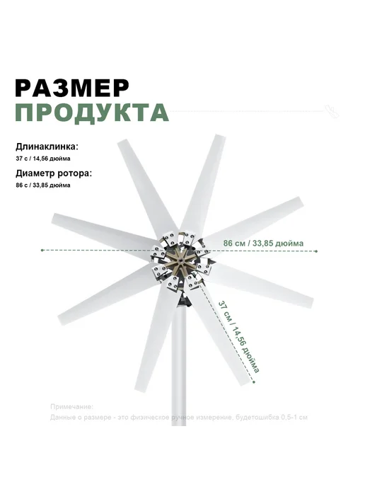 Smaraad Renewable Ветрогенератор 1000 Вт 48 В с MPPT контроллером 8 лопастей, 1000 Вт, фото 4