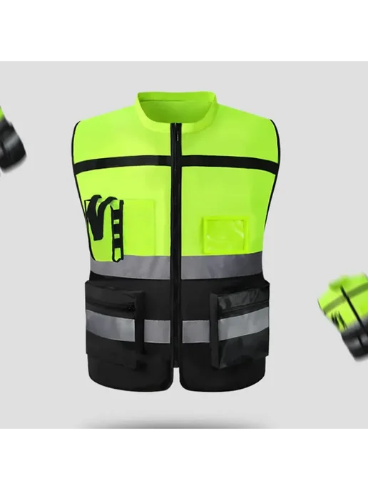 Жилет светоотражающий, черный, фото 4