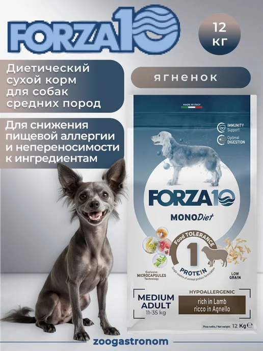 Сухой корм Forza 10 для собак, средние, ягненок, 12 кг