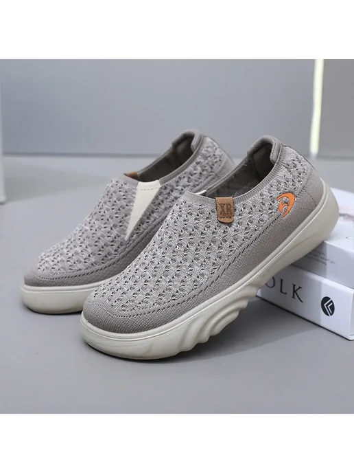 Женские мокасины Slip On дышащие для прогулок и отдыха (Кофе, вариант