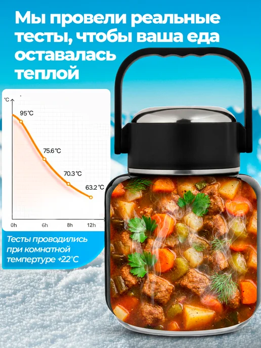 Термос для еды с широким горлом 900 мл, 900 мл, фото 2