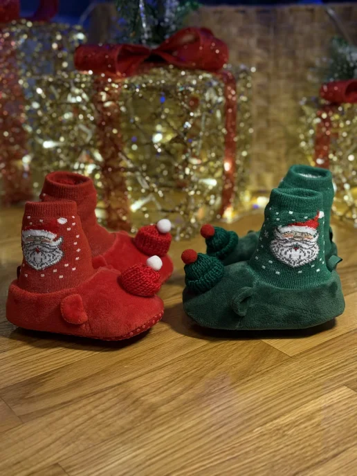 BABY.STORE Новогодние пинетки-носочки для новорожденных малышей, красный, фото 4