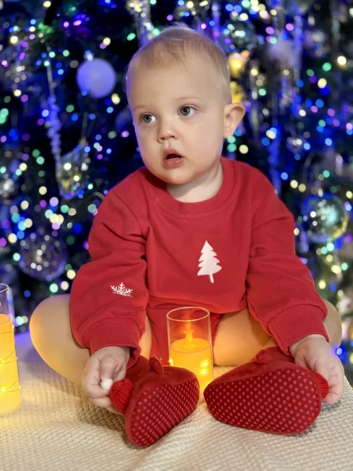 BABY.STORE Новогодние пинетки-носочки для новорожденных малышей, красный, фото 5