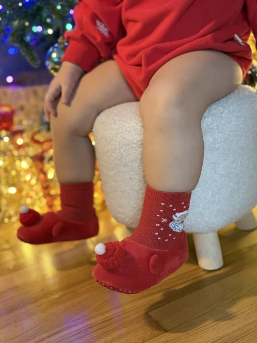 BABY.STORE Новогодние пинетки-носочки для новорожденных малышей, красный, фото 7
