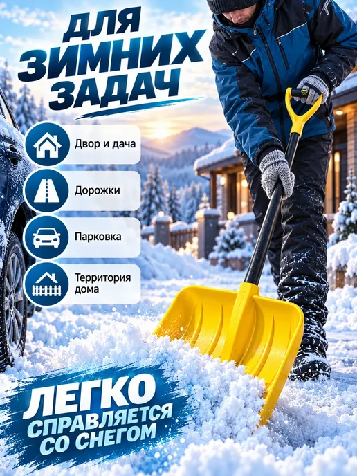 ДарСтрой Лопата для снега, желтый, фото 3
