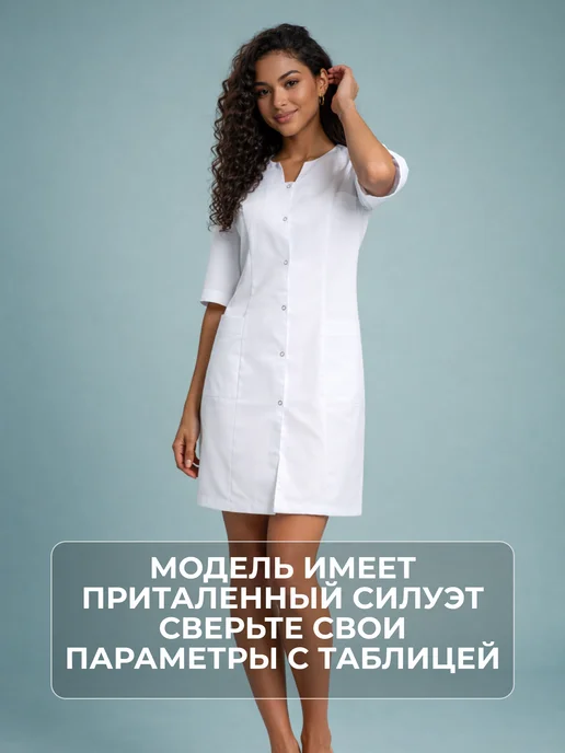 UNO lab Медицинский халат на кнопках с коротким рукавом, белый, фото 4