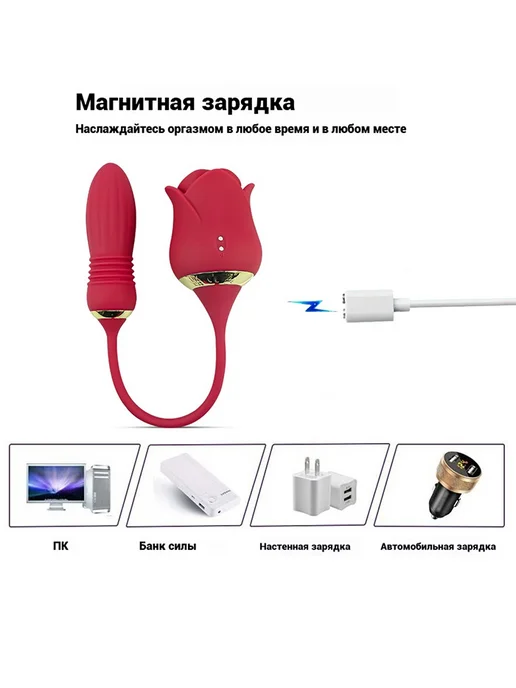 Вибратор с анальной пробкой для женщин розовый, розовый, фото 4