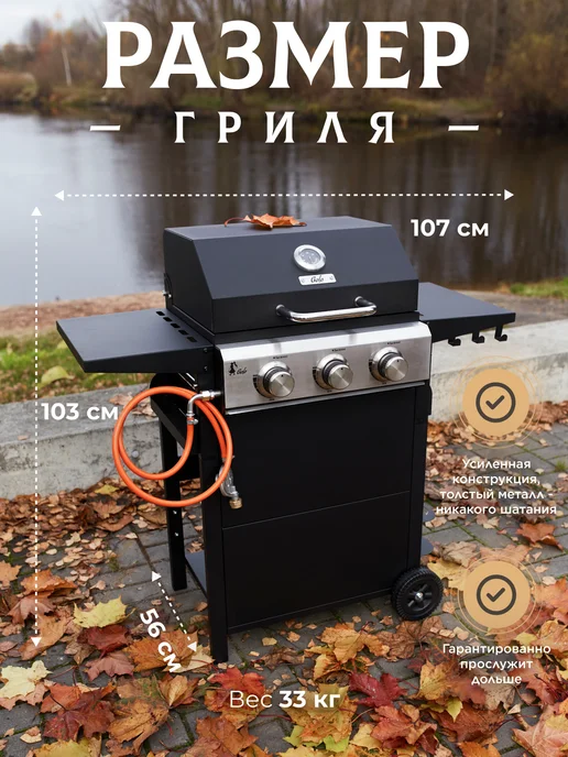 Gala Газовый гриль барбекю с 3 горелками с пьезоподжигом, вариант, фото 3