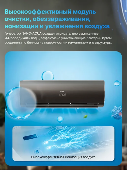 Haier Сплит-система кондиционер 7 Flexis ON-OFF, 20 м2 wifi Алиса, черный, фото 2