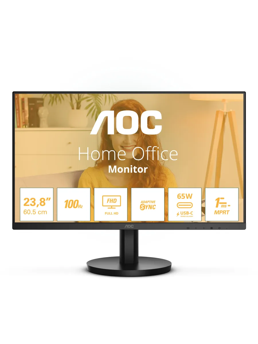 AOC Монитор 23.8 Дюймов для офиса FHD 24B3CA2