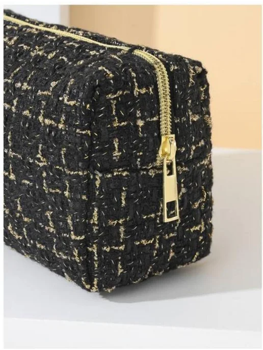 IBB Косметичка твидовая в стиле Chanel, черный, фото 4