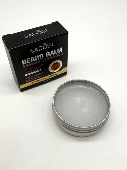 ВЮЕ Воск бальзам для бороды SADOER мужской уход питает смягчает, белый, фото 3