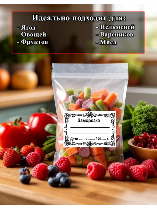 Наклейки для заморозки, маркировки продуктов, 100 шт (40х58), белый, фото 2