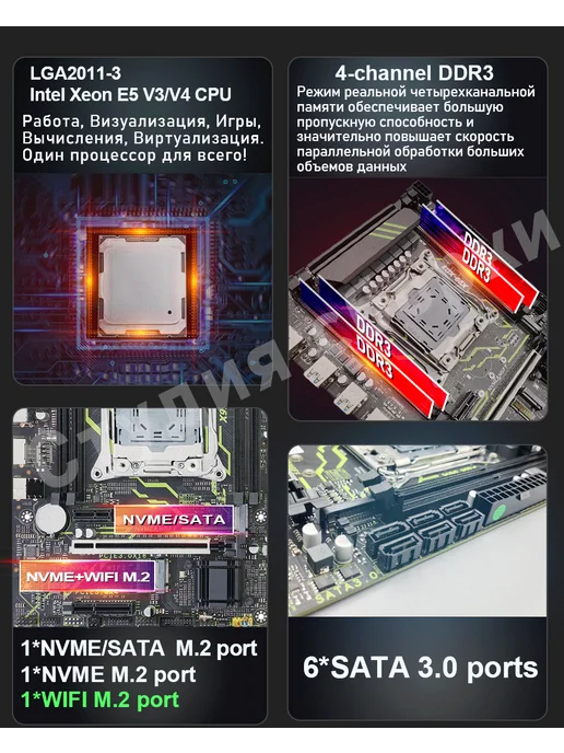 KEYIYOU Комплект материнской платы X99 XD3 DDR3 с вентилятором, 4-ка…, вариант, фото 5