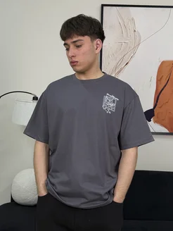 Футболка мужская оверсайз серая
