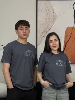 Футболка оверсайз серая хлопок премиум стильная