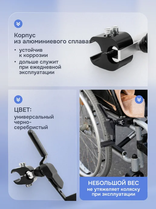 Ростерс Тормоз для инвалидной коляски под правую руку, черный, фото 2