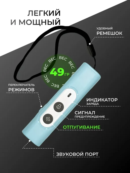 Отпугиватель собак ультразвуковой компактный, голубой, фото 4
