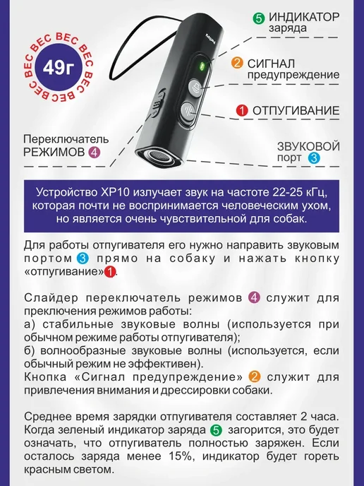 Отпугиватель собак ультразвуковой компактный, розовый, фото 7