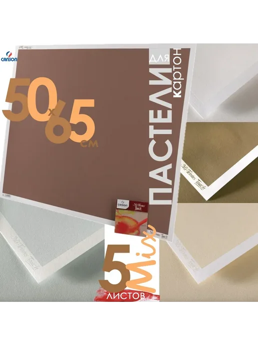Canson 50х65 см, 5 листов, Mi-Teintes Touch, Коричневое ассорти, 50x65 см