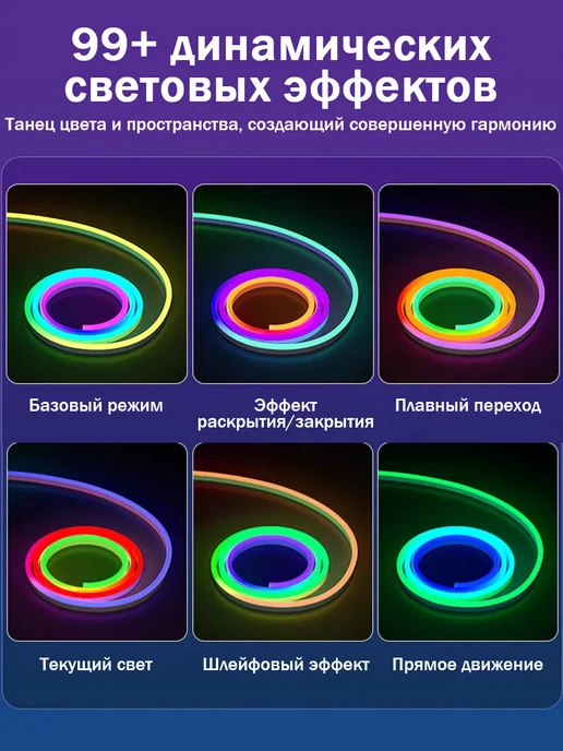 Kcmultifunc Гибкая неоновая светодиодная лента 10 метров с пультом RGB, 10 м, фото 4