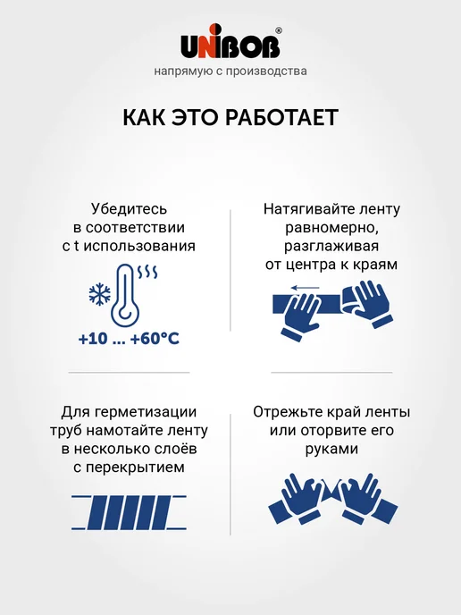 UNIBOB Ремонтная армированная лента для труб 48мм х 40м, 40 м, фото 6