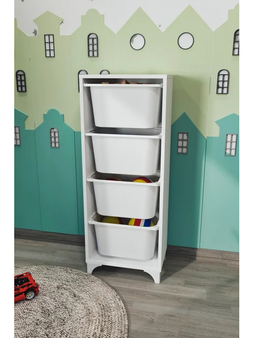 Стеллаж деревянный,напольный для игрушек с ящиками45х29х116, 45x30x116, фото 7