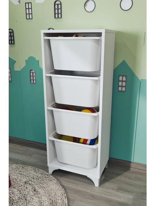 Стеллаж деревянный,напольный для игрушек с ящиками45х29х116, 45x30x116, фото 8