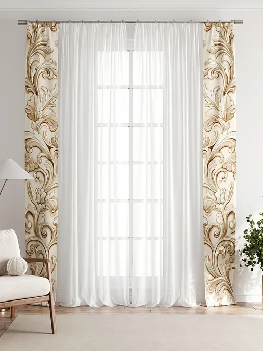 AT-HOME Шторы декоративные узкие с подхватами 38х260 см 2 штуки, 38x260 см, фото 6