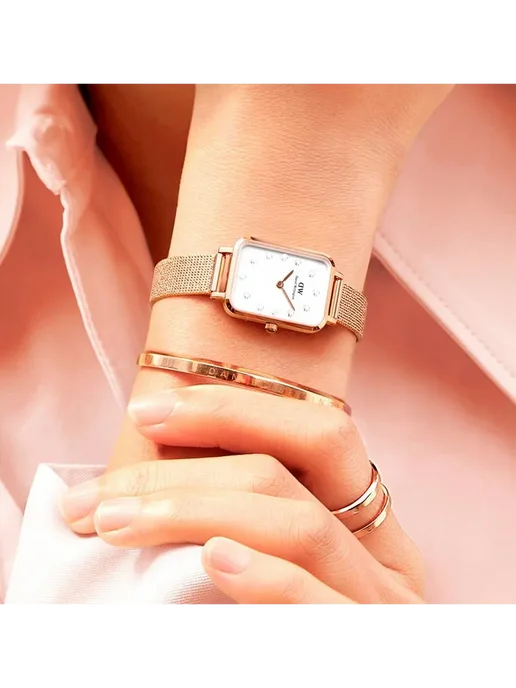 Daniel Wellington Часы наручные Quadro DW00100527 оригинал, желтый, фото 4