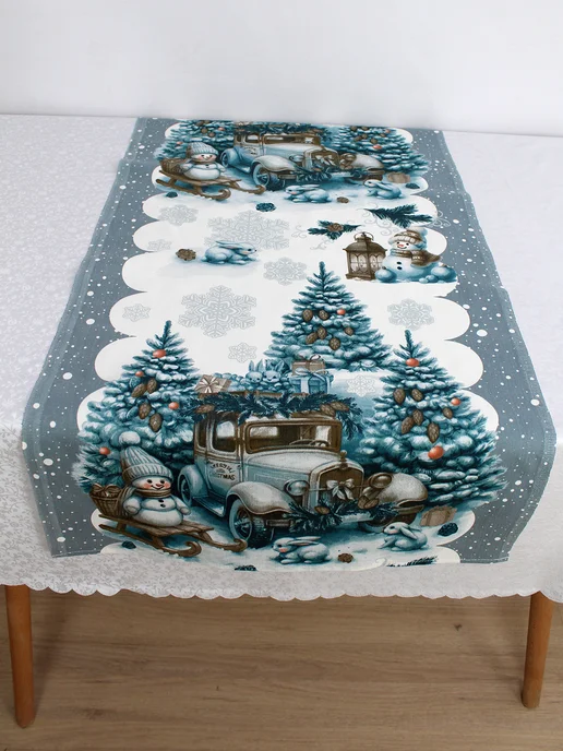 Сказка Дорожка 125х45см новогодняя рогожка, 125x45 см, фото 4