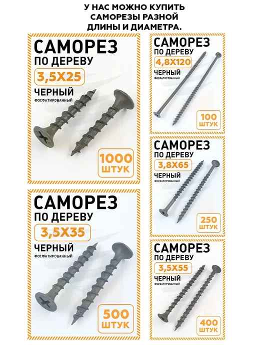 НЛМК-Метиз Саморезы по металлу черные 3, 5х 41 мм усиленные 50 шт, 5x41 мм, 50 шт, фото 7