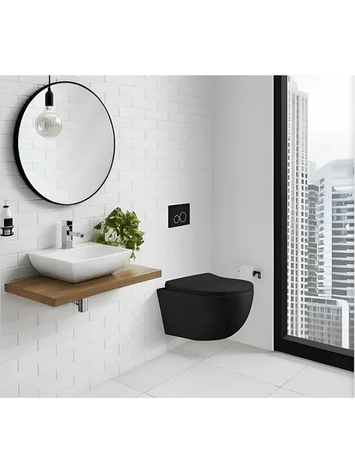 Cerutti spa Унитаз подвесной Orlter черный матовый с сиденьем микролифт, черный, фото 6