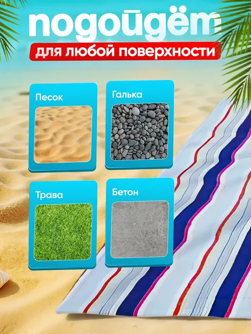 UNITREND Складной большой пляжный коврик, сумка для пикника 200х200, 200x200, фото 6