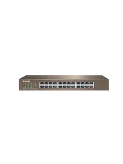 Tenda Коммутатор TEG1024D,24-портовый,10/100/1000 Мбит/с, металлический корпус, Черный, без функции POE