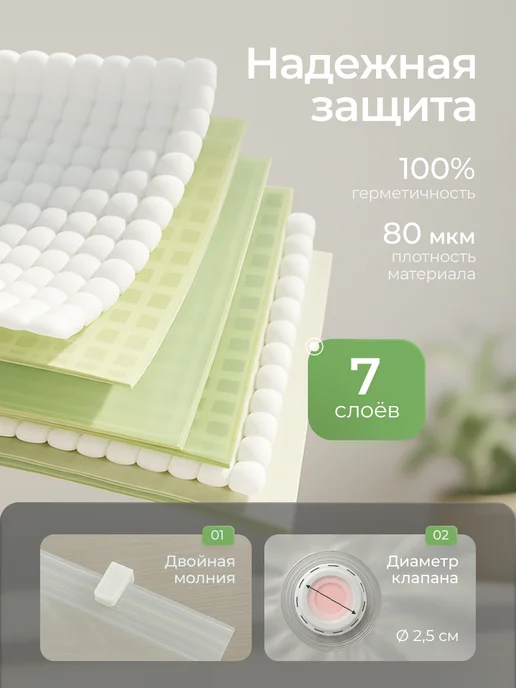 TechPulse Вакуумные пакеты для одежды и вещей набор 5 штук 80х100, вариант, фото 4