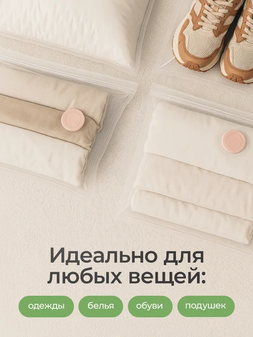 TechPulse Вакуумные пакеты для одежды и вещей набор 5 штук 80х100, вариант, фото 5