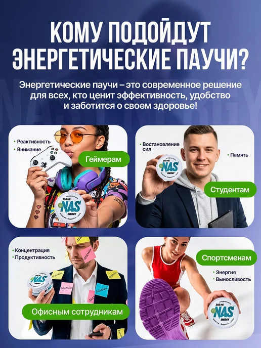 Энергетические кофеиновые паучи сухой энергетик сладкая мята, вариант, фото 4