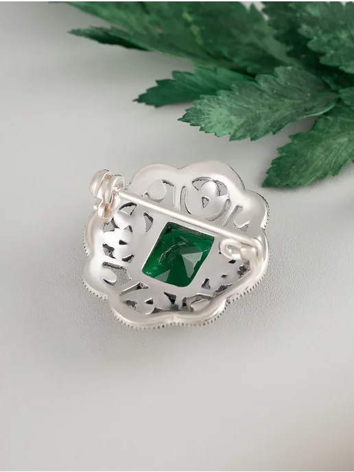 Milana silver Брошь серебро с марказитом, фианитом, серебристый, фото 2