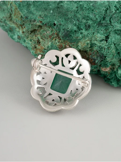 Milana silver Брошь серебро с агатом, марказитом, серебристый, фото 2