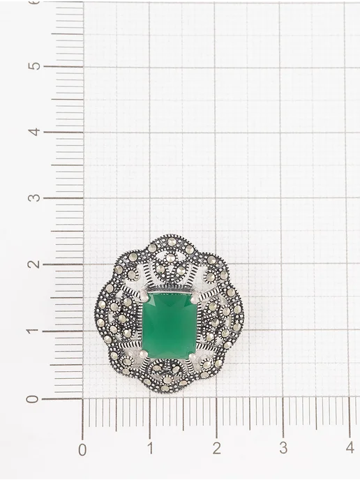 Milana silver Брошь серебро с агатом, марказитом, серебристый, фото 3