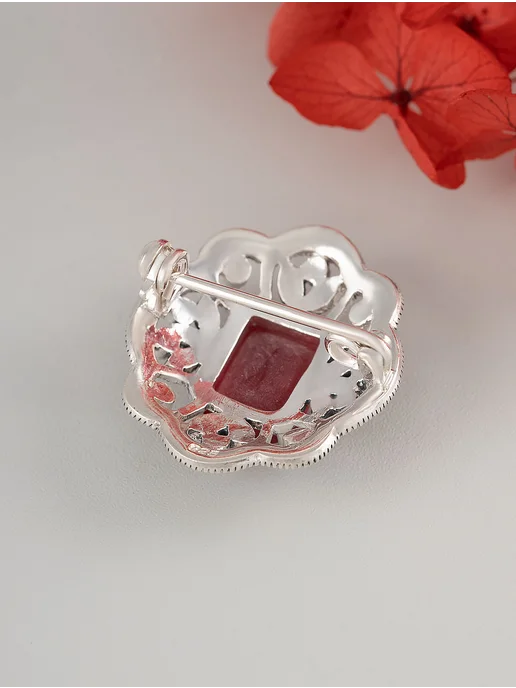 Milana silver Брошь серебро с корундом, марказитом, серебристый, фото 2