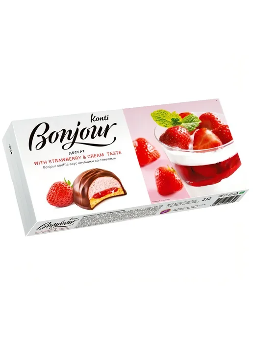 Десерт Bonjour Souffle клубника со сливками 232г, 232 г, фото 2