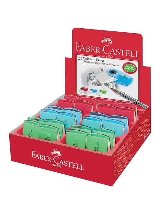 1шт. Mini Ластик Faber-Castell Прозрачный футляр 54x25мм, 54x25 мм, 1 шт, фото 2